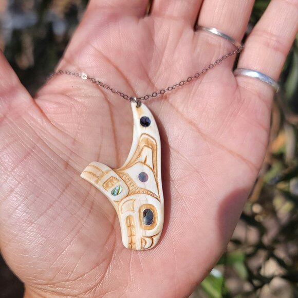 Native American Patty Fawn Cherokee carved ivory orca brother print shaman sharm - Picture 6 of 16